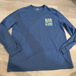 IZOD SALTWATER MENS SCORE BEST ON 19TH HOLE BLUE TSHIRT LARGE LONG SLEEVE